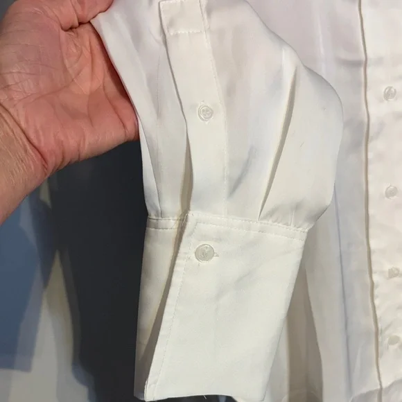 White Satin Button-Up Shirt oversized NWT - Picture 3 of 8